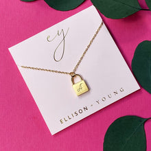 Load image into Gallery viewer, Scripted Notes Locket Initial Necklace
