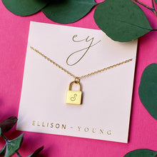 Load image into Gallery viewer, Scripted Notes Locket Initial Necklace
