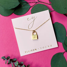 Load image into Gallery viewer, Scripted Notes Locket Initial Necklace
