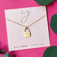 Load image into Gallery viewer, Scripted Notes Locket Initial Necklace
