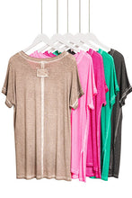 Load image into Gallery viewer, WASHED SHORT SLEEVE V-NECK TOP W HI-LOW HEM
