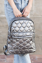 Load image into Gallery viewer, Jade Metallic Puffer Backpack
