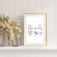 Load image into Gallery viewer, Our Family with Hearts Print - Personalized
