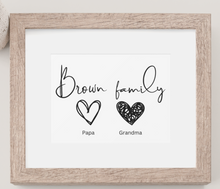 Load image into Gallery viewer, Our Family with Hearts Print - Personalized
