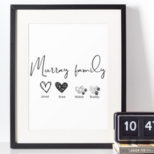 Load image into Gallery viewer, Our Family with Hearts Print - Personalized
